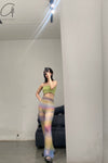 SWAYING/KNIT Flared Pants SW212XZ47 Purple Gradient PS26